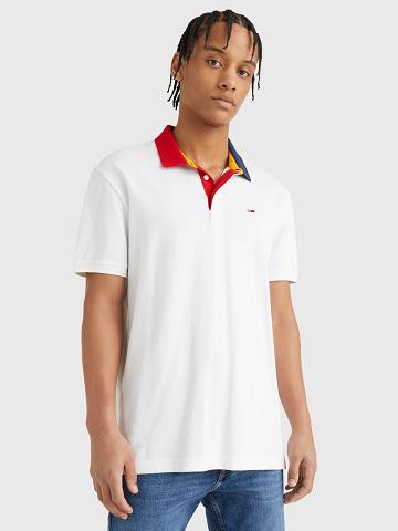 Férfi Tommy Hilfiger Relaxed fit colorblock collar Polos Fehér | HU 1091FDN